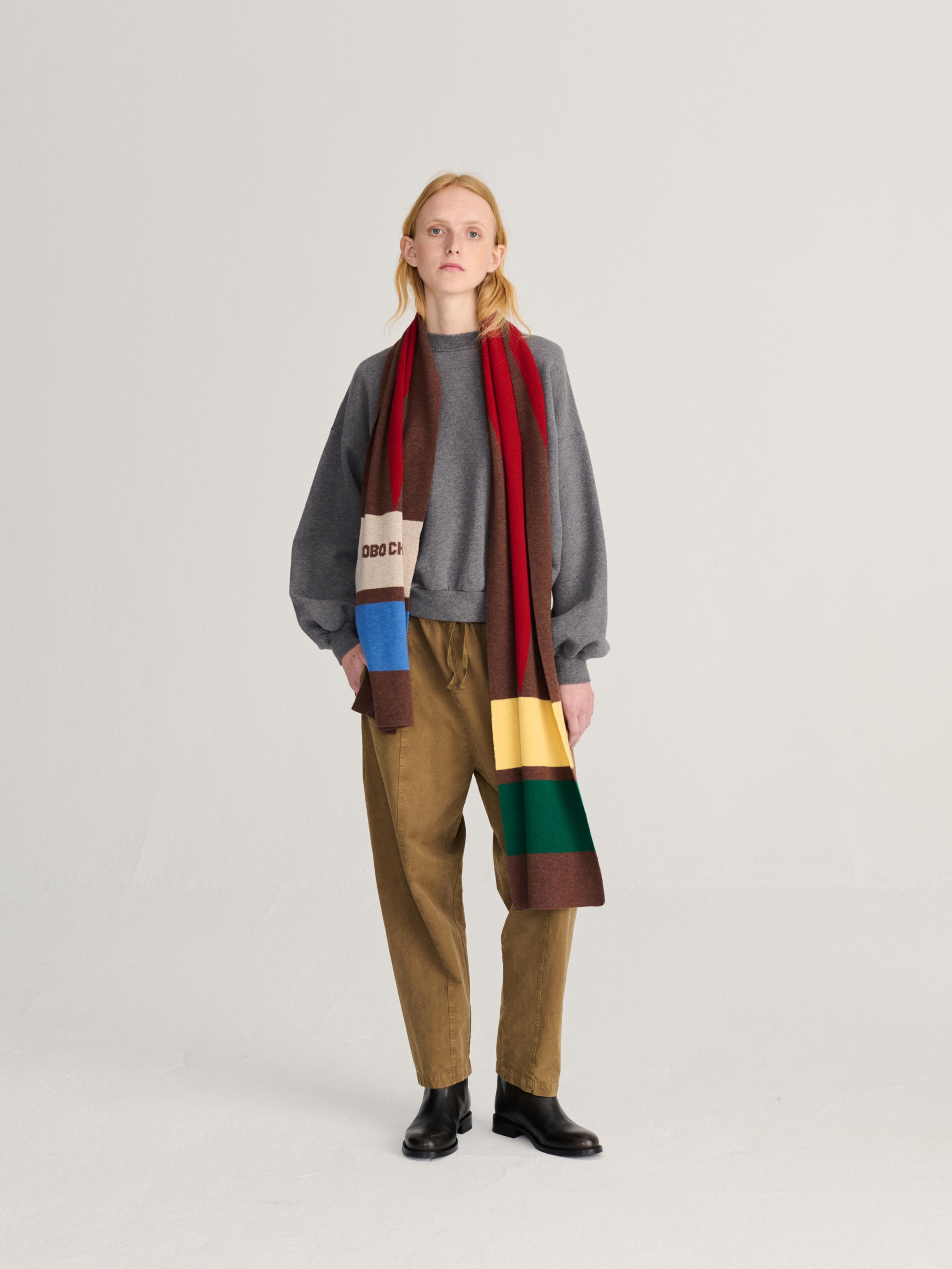 Bobo Choses Merino Wool Long Knitted Scarf Unisex Schal Wolle multicolor
